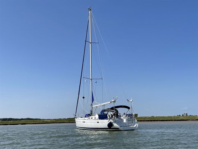 At anchor in the Short Gull on north side of Havergate Island on the River Ore